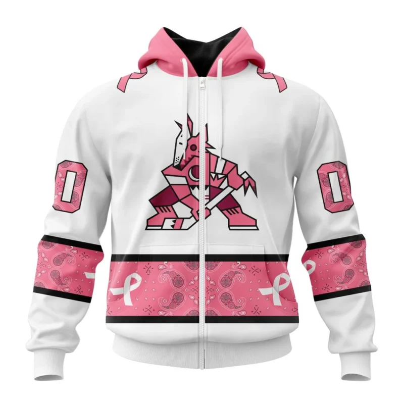 NHL Personalized Name And Number, Arizona Coyotes In Classic Style With Paisley, In October We Wear Pink Breast Cancer,QTNHL Personalized Name And Number,080524B1686