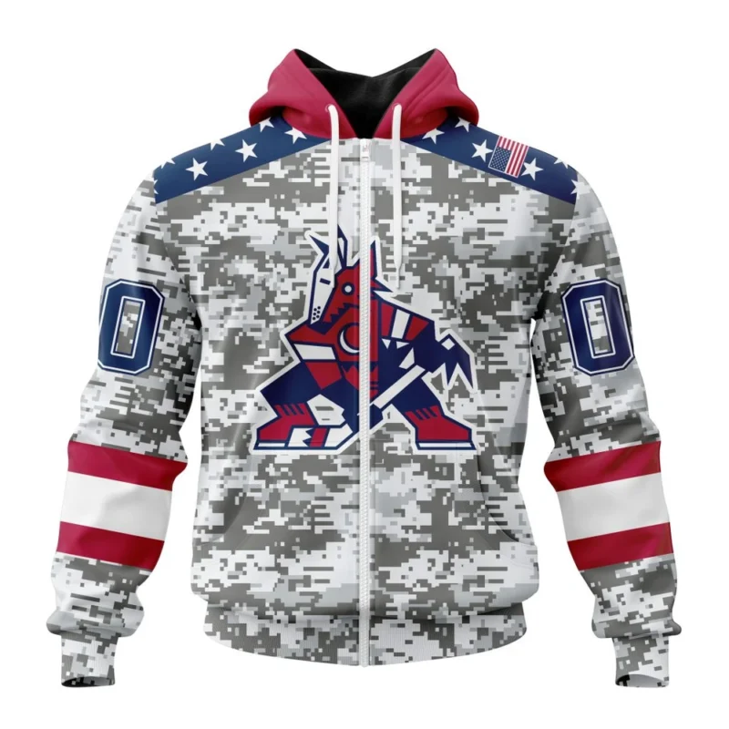 NHL Personalized Name And Number, Arizona Coyotes Special Camo Design For Veterans Day,QTNHL Personalized Name And Number,080524B1816