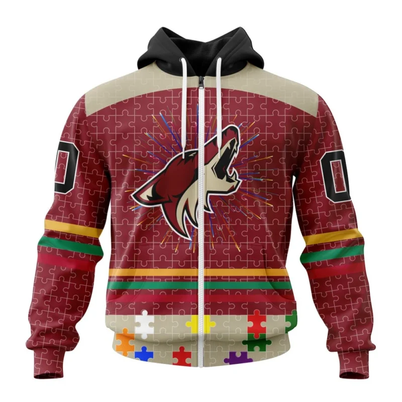 NHL Personalized Name And Number, Arizona Coyotes, Specialized Fearless Aganst Autism ,QTNHL Personalized Name And Number,080524B2536