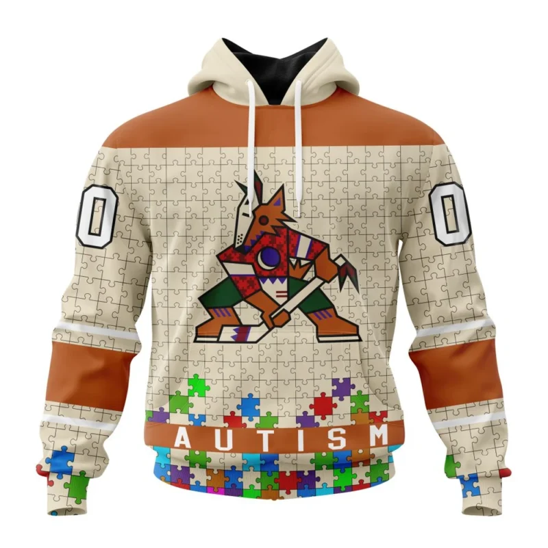 NHL Arizona Coyotes, Specialized Unisex Kits Hockey Fights Against Autism,QTNHL080524A2674