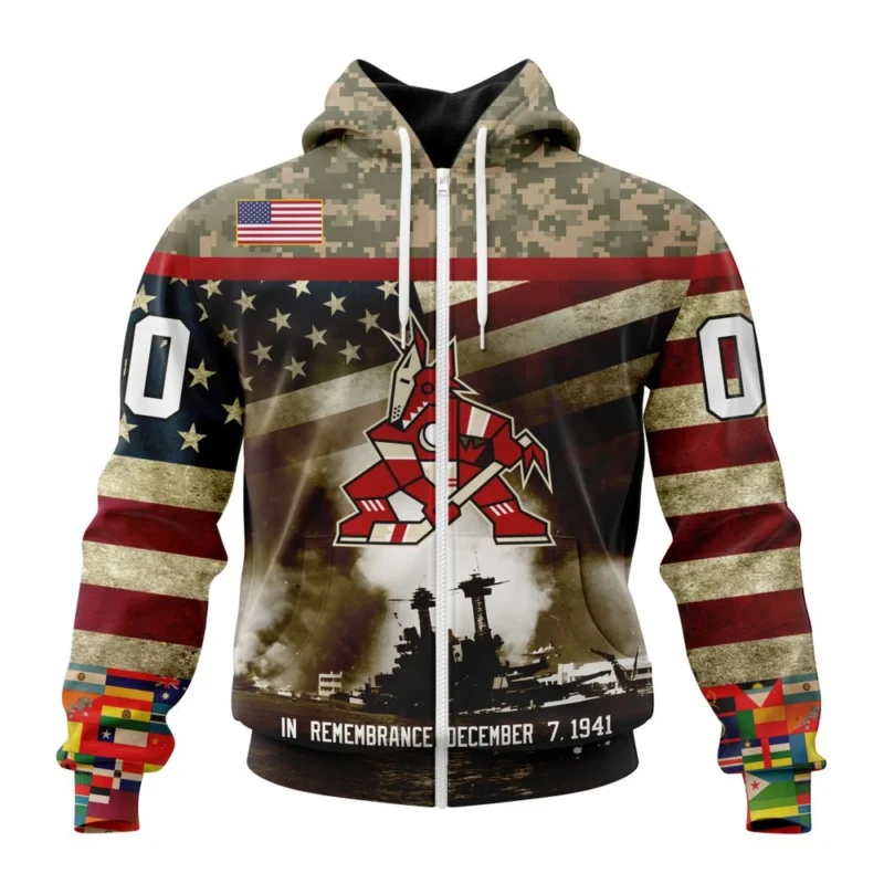 NHL Arizona Coyotes, Specialized Unisex Kits Remember Pearl Harbor,QTNHL 080524B2996