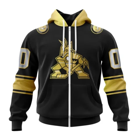 NHL Personalized Name And Number, Arizona Coyotes Special Black And Gold Design,QTNHL Personalized Name And Number,080524B786