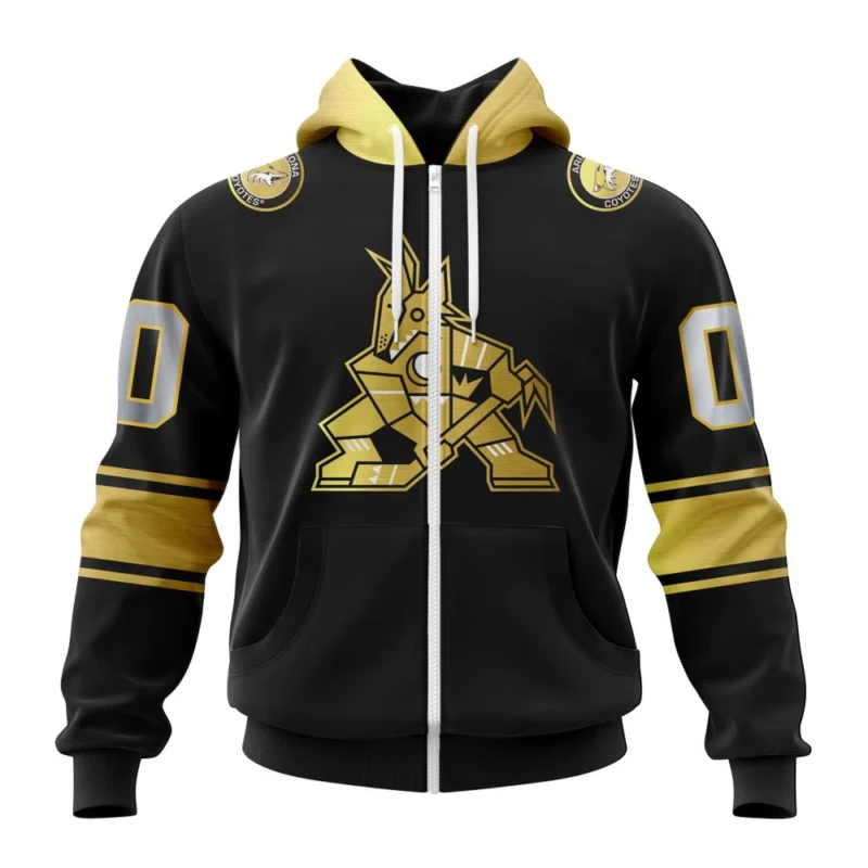 NHL Personalized Name And Number, Arizona Coyotes Special Black And Gold Design,QTNHL Personalized Name And Number,080524B786