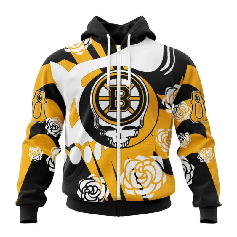 NHL Personalized Name And Number, Boston Bruins Special Grateful Dead Design,QTNHL Personalized Name And Number,080524B1290