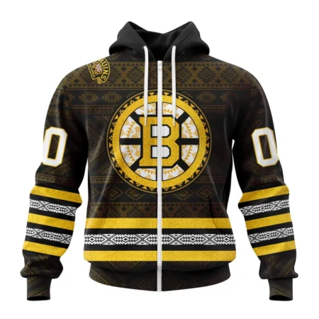 NHL Personalized Name And Number, Boston Bruins Special Design With Native Pattern,QTNHL Personalized Name And Number,080524B1328