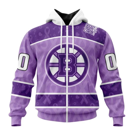 NHL Personalized Name And Number, Boston Bruins New Lavender Hockey Fight Cancer,QTNHL Personalized Name And Number,080524B1496