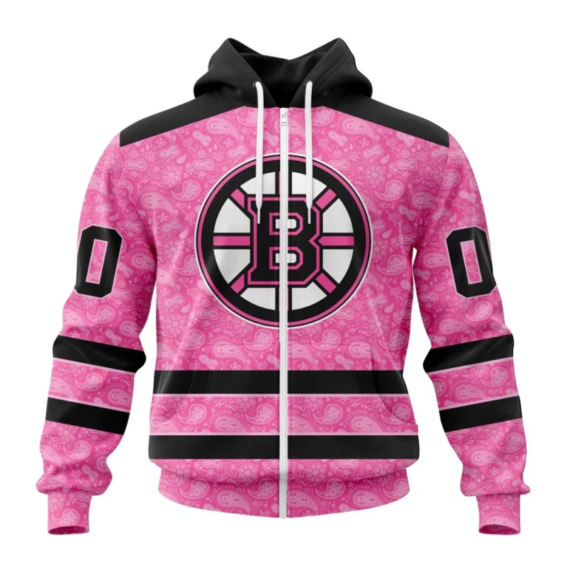 NHL Personalized Name And Number, Boston Bruins Special Pink Fight Breast Cancer,QTNHL Personalized Name And Number,080524B1653