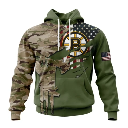 NHL Boston Bruins Special Camo Skull Design,QTNHL080524A1726