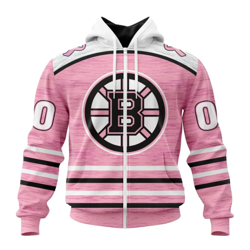 NHL Personalized Name And Number, Boston Bruins Special Pink Fight Breast Cancer Design,QTNHL Personalized Name And Number,080524B1758