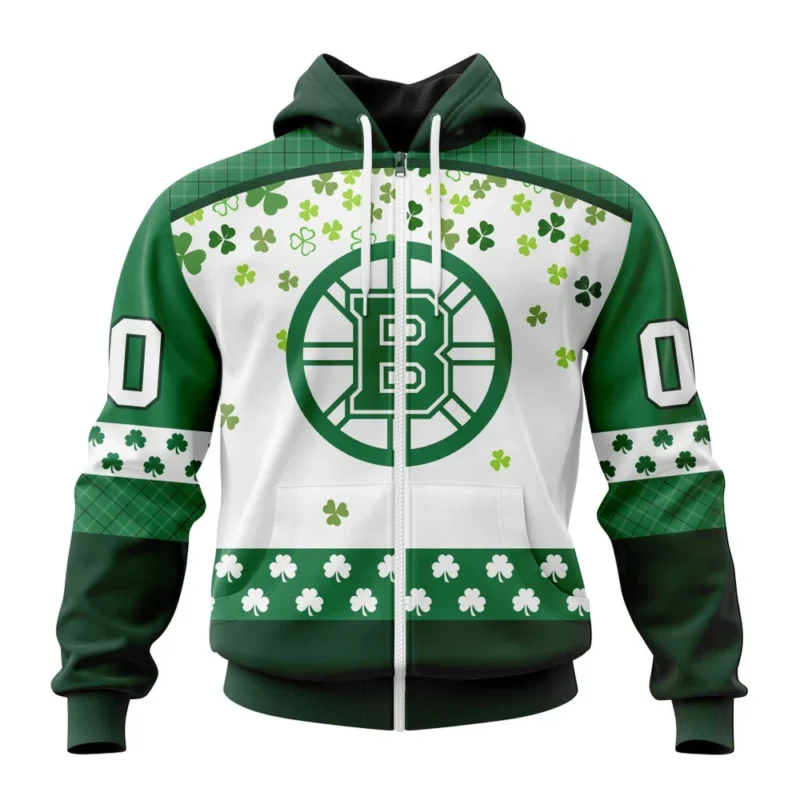 NHL Personalized Name And Number, Boston Bruins Special Design For St. Patrick Day,QTNHL Personalized Name And Number,080524B177