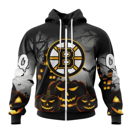 NHL Personalized Name And Number, Boston Bruins Special Design For Halloween,QTNHL Personalized Name And Number,080524B2009