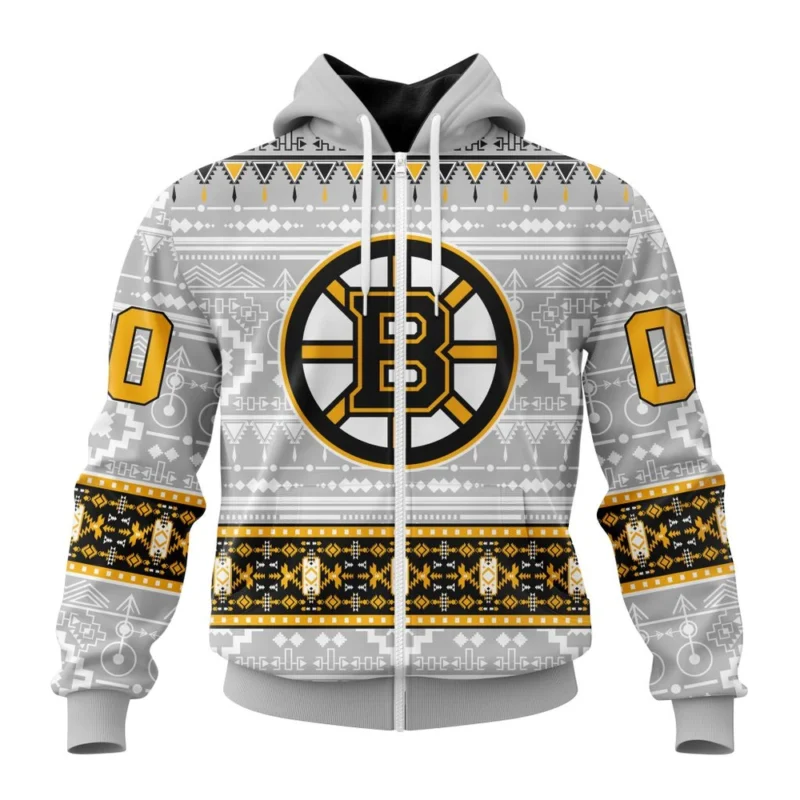 NHL Personalized Name And Number, Boston Bruins Special Native Design,QTNHL Personalized Name And Number,080524B2070