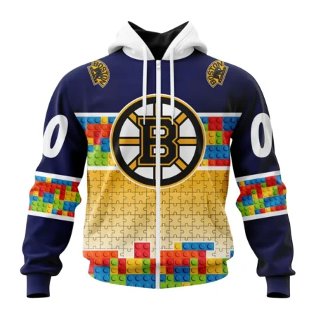 NHL Personalized Name And Number, Boston Bruins Special Autism Awareness Design ,QTNHL Personalized Name And Number,080524B2251