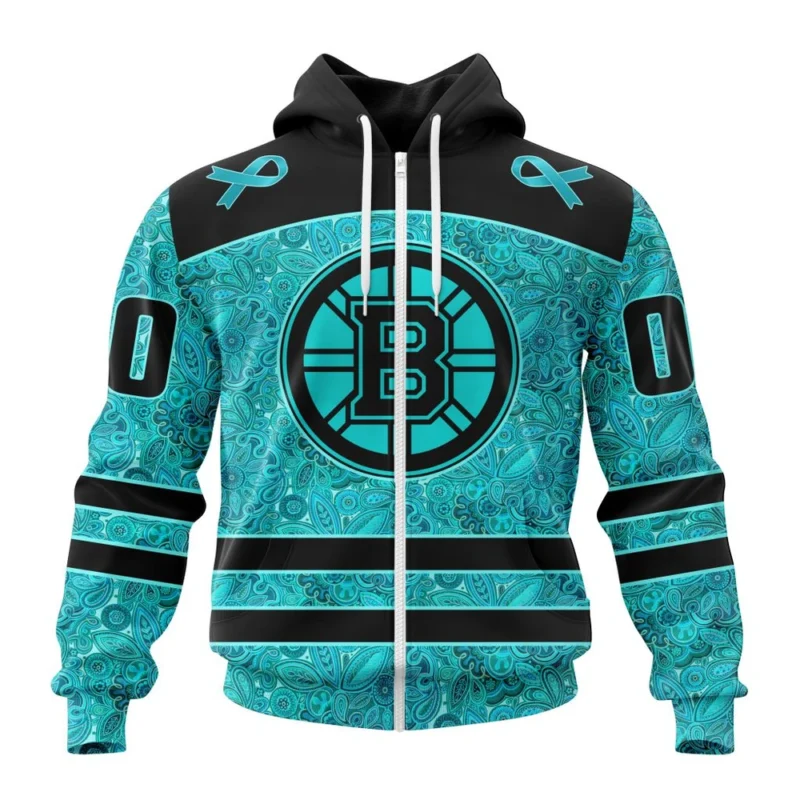 NHL Personalized Name And Number, Boston Bruins Special Design Fight Ovarian Cancer,QTNHL Personalized Name And Number,080524B2432