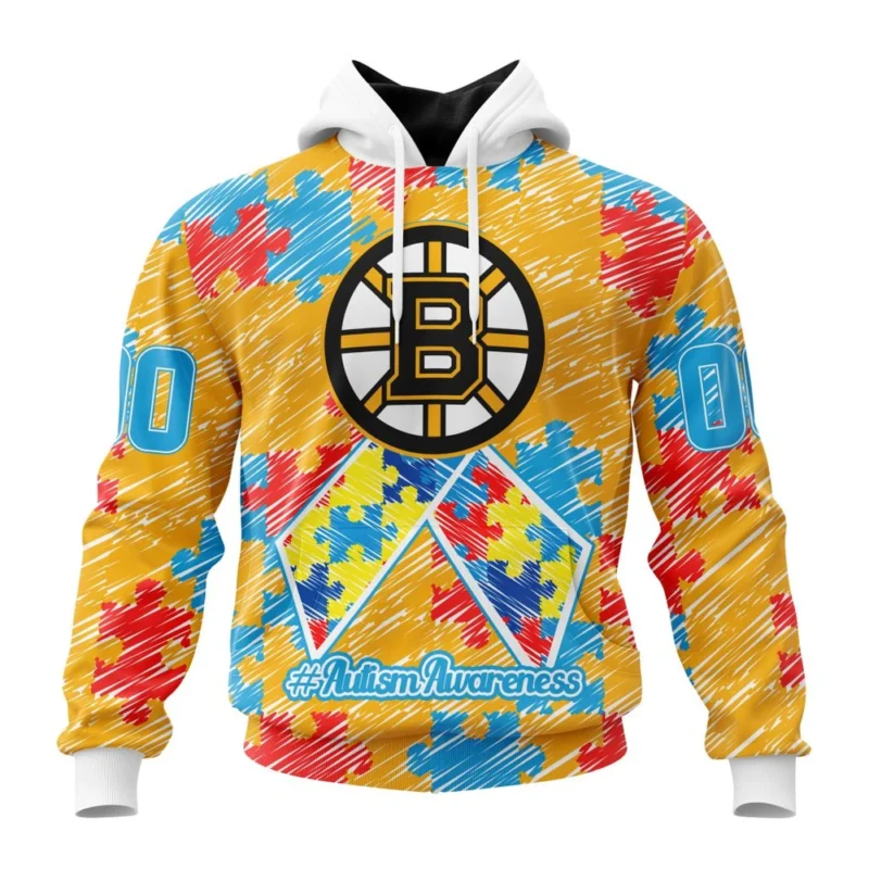 NHL Boston Bruins Special Autism Awareness Design,QTNHL080524A2488