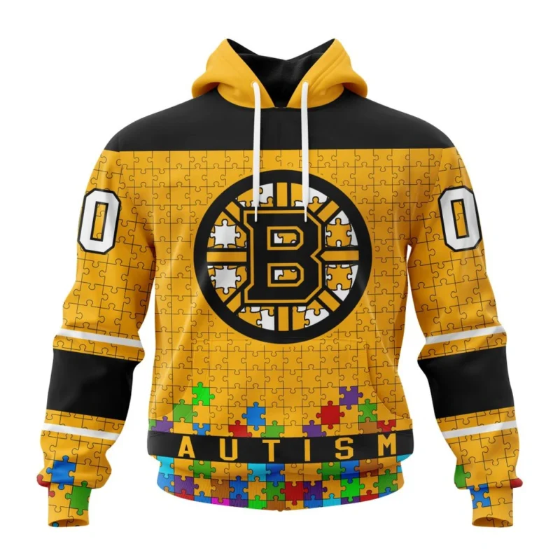 NHL Boston Bruins Specialized Unisex Kits Hockey Fights Against Autism,QTNHL080524A2672