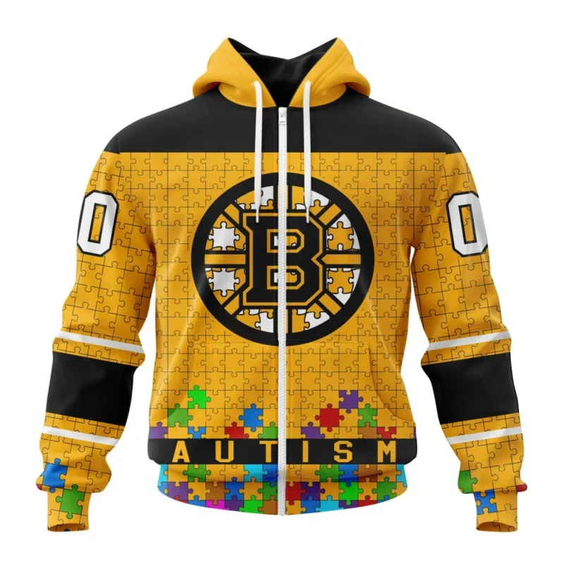 NHL Personalized Name And Number, Boston Bruins Specialized Unisex Kits Hockey Fights Against Autism,QTNHL Personalized Name And Number,080524B2672