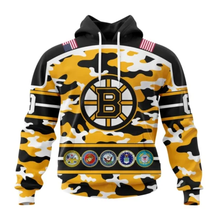 NHL Boston Bruins Specialized Design Wih Camo Team Color And Military Force Logo,QTNHL080524A3548