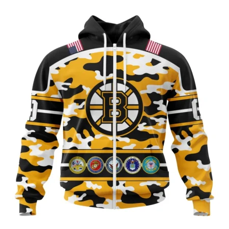 NHL Boston Bruins Specialized Design Wih Camo Team Color And Military Force Logo,QTNHL 080524B3548