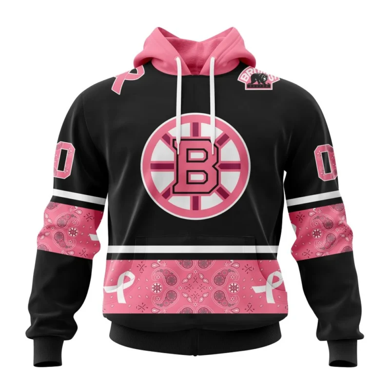 NHL Boston Bruins Specialized Design In Classic Style With Paisley, In October We Wear Pink Breast Cancer,QTNHL080524A3603