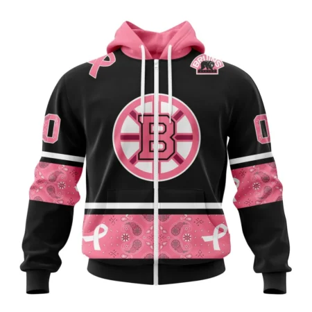 NHL Boston Bruins Specialized Design In Classic Style With Paisley, In October We Wear Pink Breast Cancer,QTNHL 080524B3603