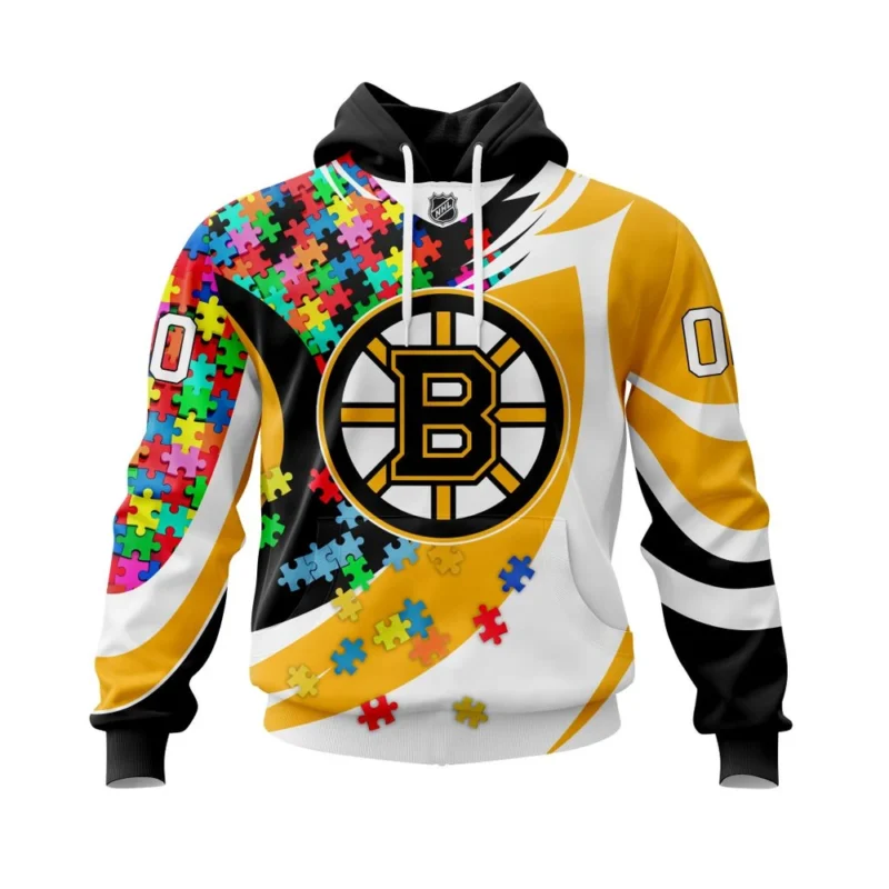 Boston Bruins Autism Awareness L Personalized Name & Number ,QTNHL080524A3810