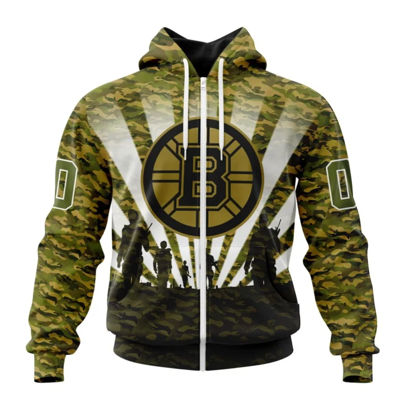 NHL Personalized Name And Number, Boston Bruins Special Military Camo Kits For Veterans Day And Rememberance Day,QTNHL Personalized Name And Number,080524B383