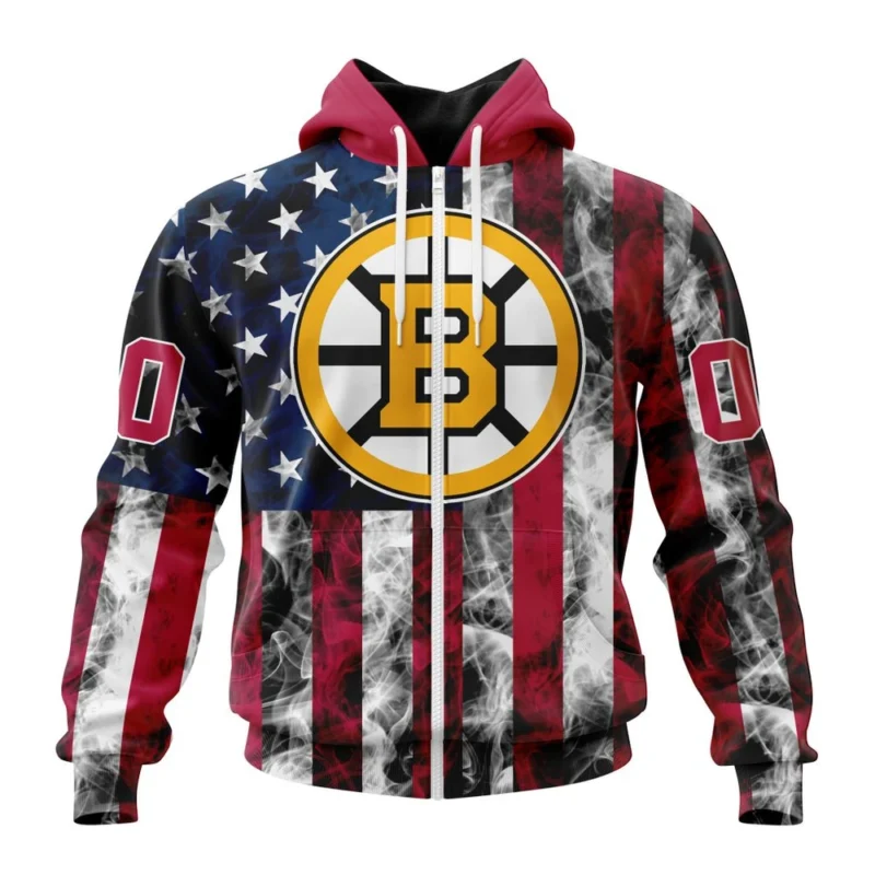 NHL Personalized Name And Number, Boston Bruins Special Design For Independence Day The Fourth Of July,QTNHL Personalized Name And Number,080524B502