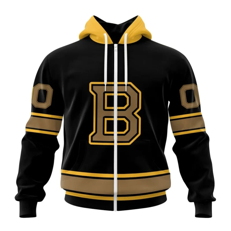 NHL Personalized Name And Number, Boston Bruins Special Blackout Design,QTNHL Personalized Name And Number,080524B612