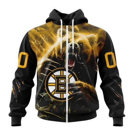 NHL Personalized Name And Number, Boston Bruins Fear The Bear Special Design,QTNHL Personalized Name And Number,080524B99