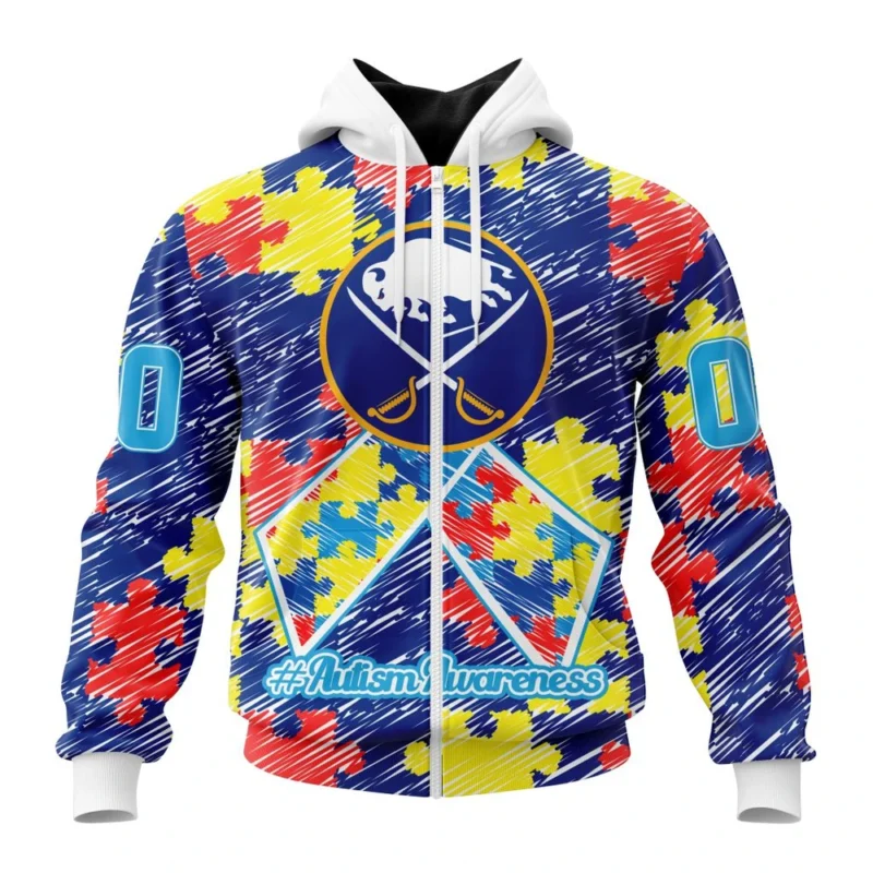 NHL Personalized Name And Number, Buffalo Sabres Special Autism Awareness Design,QTNHL Personalized Name And Number,080524B2487