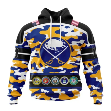 NHL Buffalo Sabres, Specialized Design Wih Camo Team Color And Military Force Logo,QTNHL080524A3547