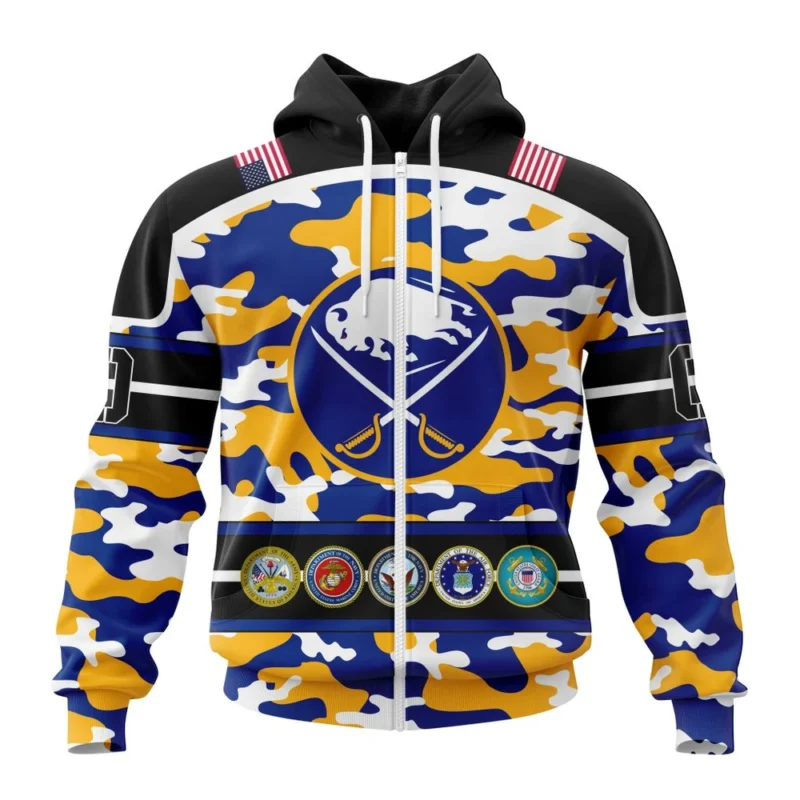 NHL Buffalo Sabres, Specialized Design Wih Camo Team Color And Military Force Logo,QTNHL 080524B3547