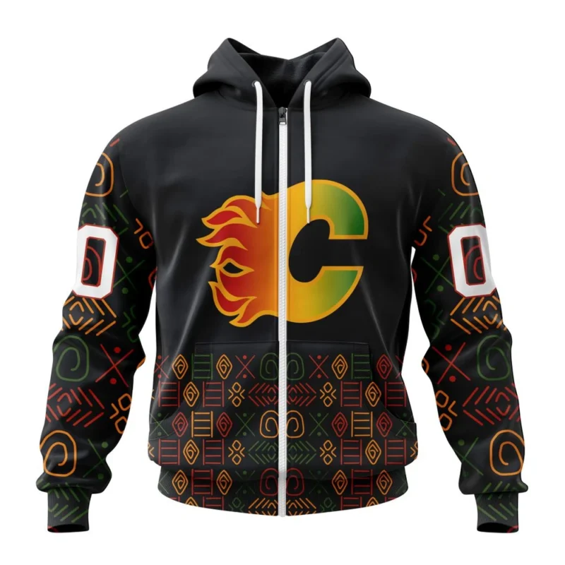 NHL Personalized Name And Number, Calgary Flames Special Design For Black History Month,QTNHL Personalized Name And Number,080524B1067