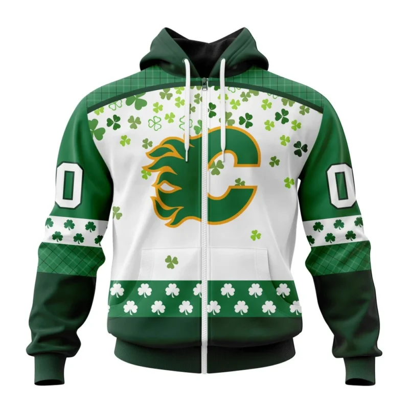 NHL Personalized Name And Number, Calgary Flames Special Design For St. Patrick Day,QTNHL Personalized Name And Number,080524B1254