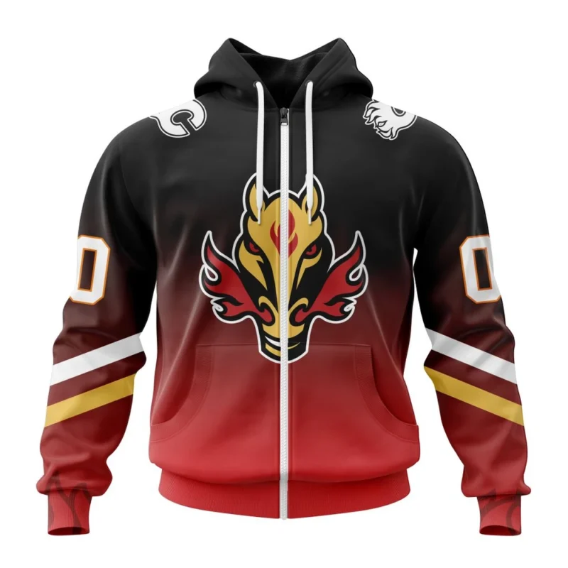 NHL Personalized Name And Number, Calgary Flames Personalize Gradient Series Concept,QTNHL Personalized Name And Number,080524B1355