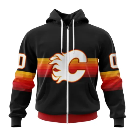 NHL Personalized Name And Number, Calgary Flames Special Black And Gradient Design,QTNHL Personalized Name And Number,080524B1416