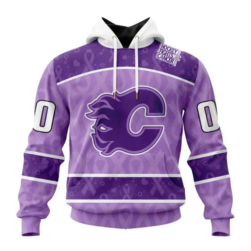 NHL Calgary Flames New Lavender Hockey Fight Cancer,QTNHL080524A1491