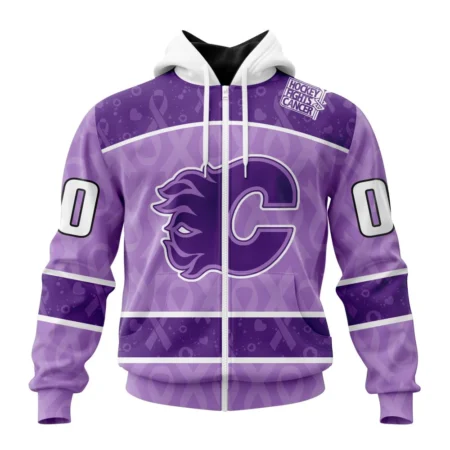 NHL Personalized Name And Number, Calgary Flames New Lavender Hockey Fight Cancer,QTNHL Personalized Name And Number,080524B1491