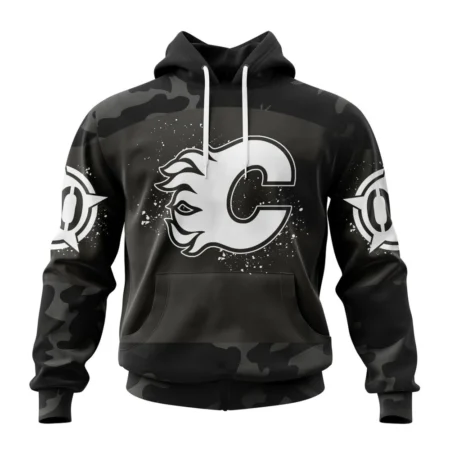 NHL Calgary Flames Special Black Camo Design For Veterans Day,QTNHL080524A1617