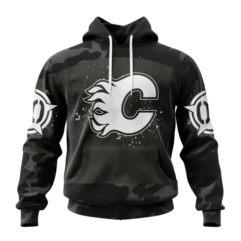 NHL Calgary Flames Special Black Camo Design For Veterans Day,QTNHL080524A1617