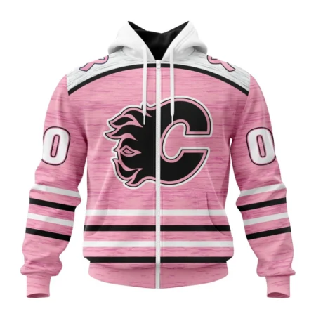 NHL Personalized Name And Number, Calgary Flames Special Pink Fight Breast Cancer Design,QTNHL Personalized Name And Number,080524B1753