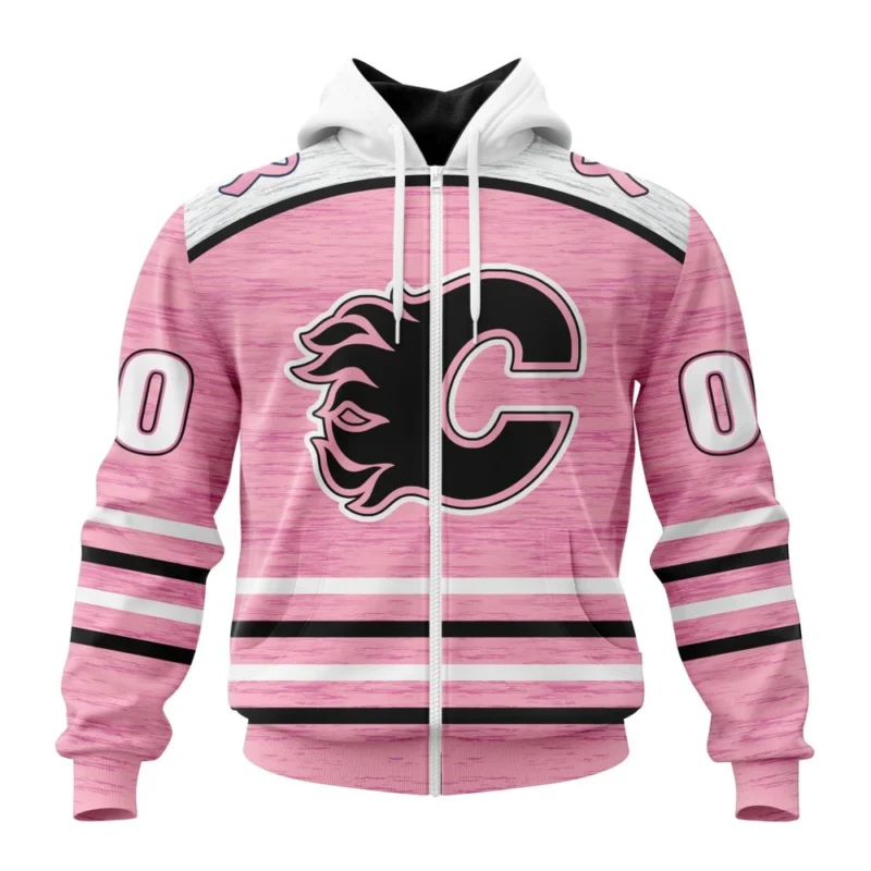 NHL Personalized Name And Number, Calgary Flames Special Pink Fight Breast Cancer Design,QTNHL Personalized Name And Number,080524B1753