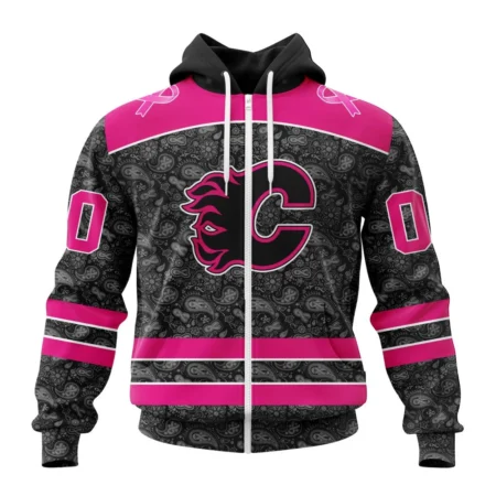 NHL Personalized Name And Number, Calgary Flames Special Pink In The Rink Fight Breast Cancer,QTNHL Personalized Name And Number,080524B2090