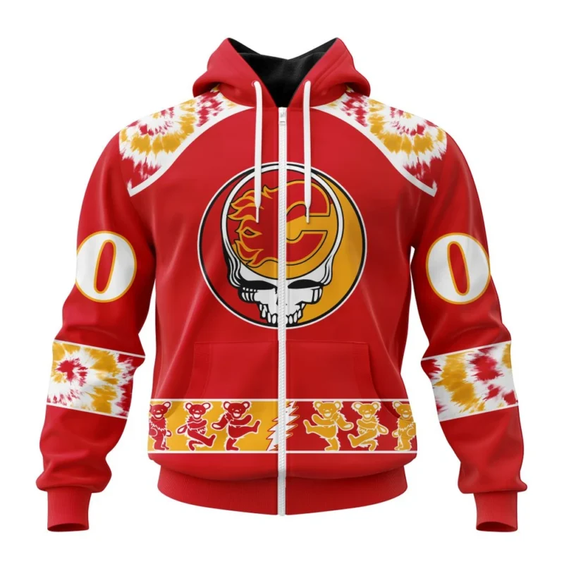 NHL Personalized Name And Number, Calgary Flames Special Grateful Dead Design,QTNHL Personalized Name And Number,080524B2197