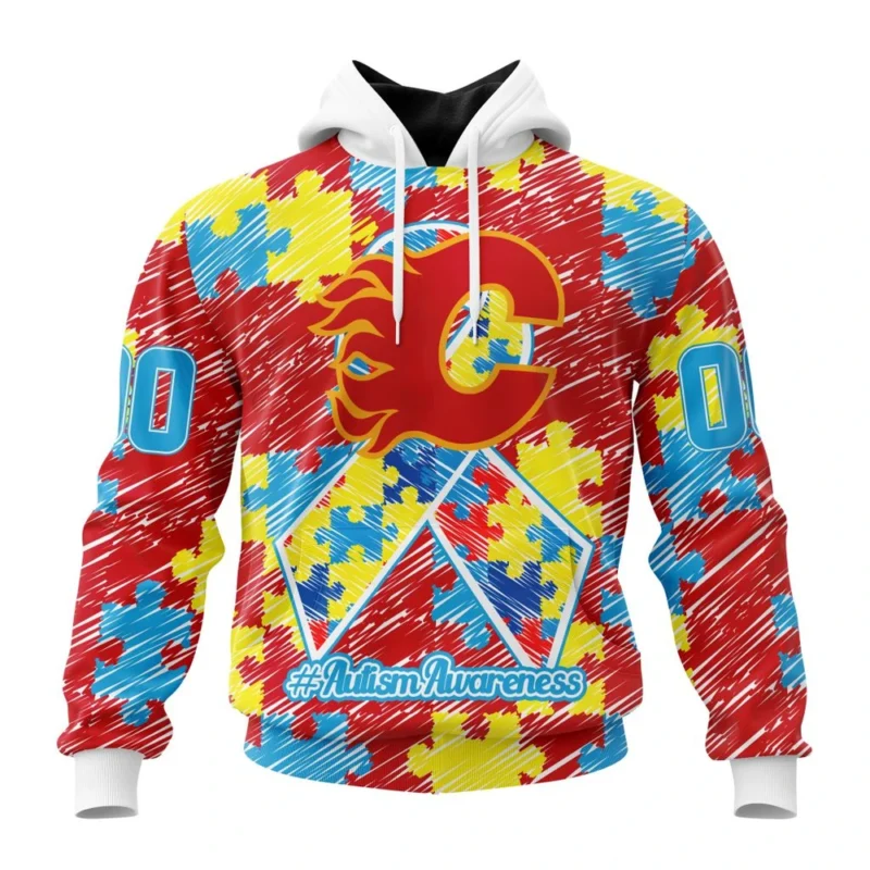 NHL Calgary Flames Special Autism Awareness Design,QTNHL080524A2483