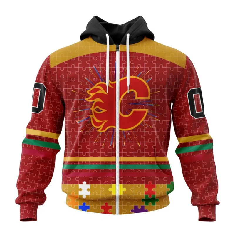 NHL Personalized Name And Number, Calgary Flames, Specialized Fearless Aganst Autism ,QTNHL Personalized Name And Number,080524B2530