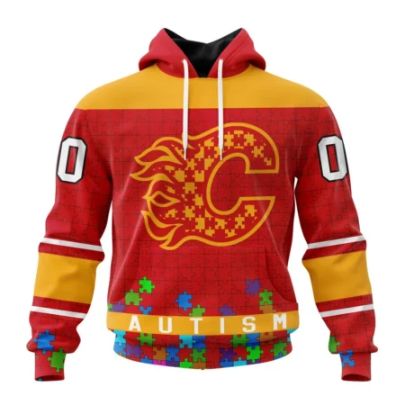 NHL Calgary Flames, Specialized Unisex Kits Hockey Fights Against Autism,QTNHL080524A2667