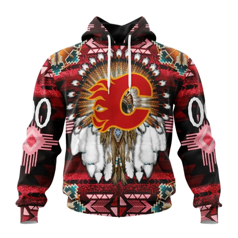 NHL Calgary Flames Special Native Costume Design,QTNHL080524A2690