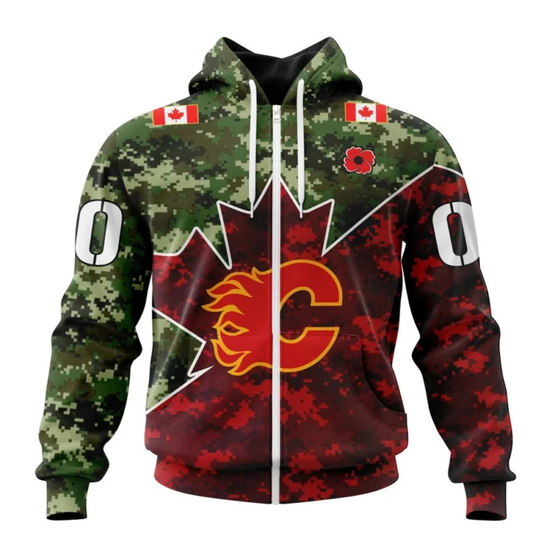 NHL Personalized Name And Number, Calgary Flames Special Design For Remembrance Day,QTNHL Personalized Name And Number,080524B2757